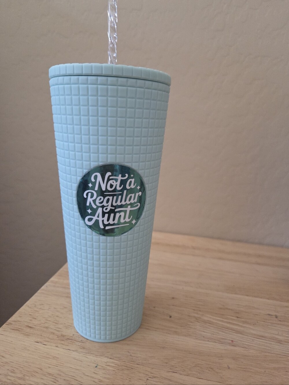 25oz Textured Tumbler with "Not a Regular Aunt" Sticker